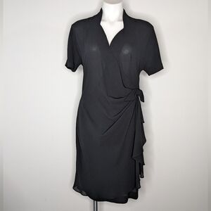 Vintage David Warren black gathered bow accent dress 10